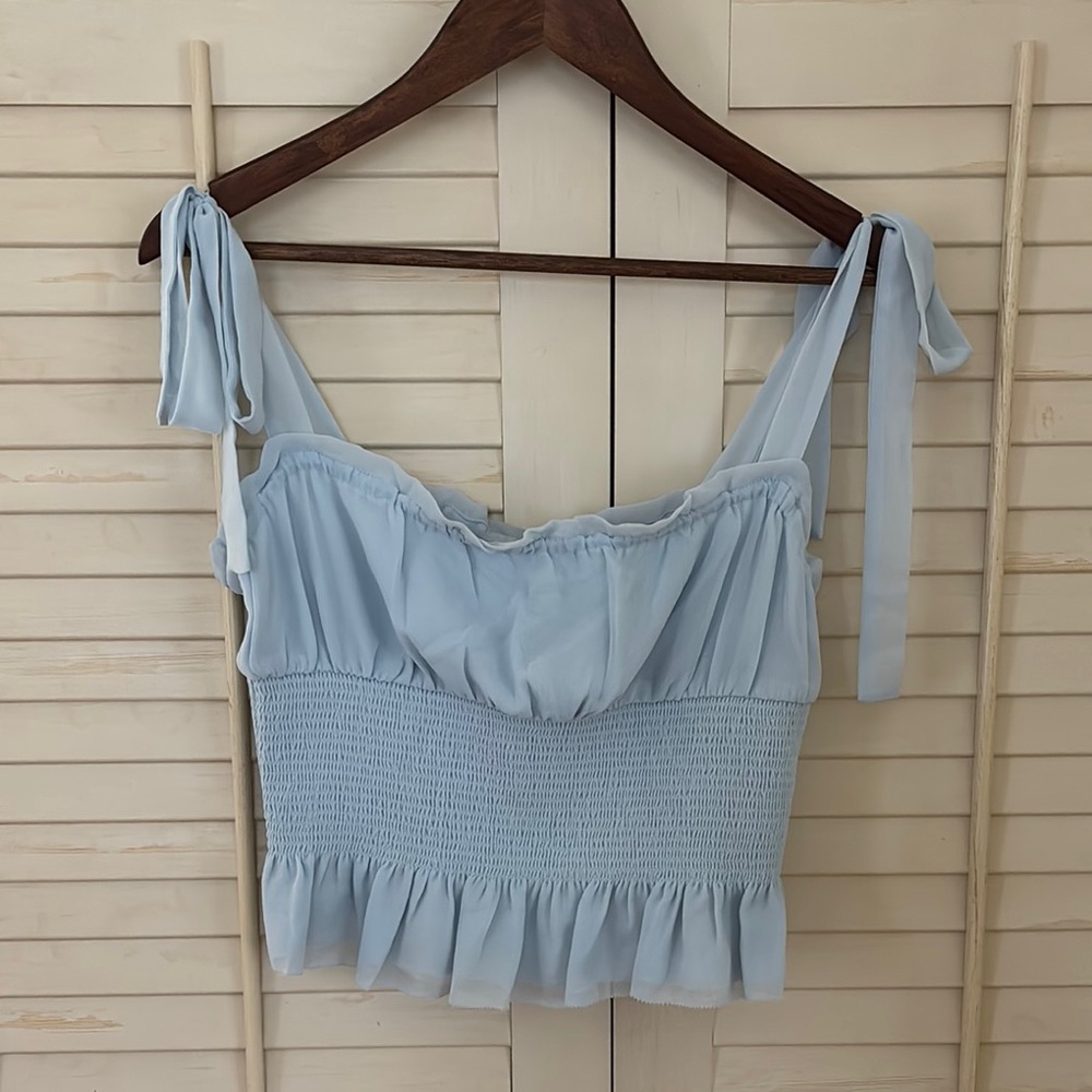 Aritzia Blue Smocked Women's Top